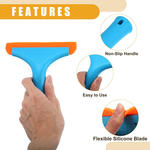 2 Pcs Universal Window Mirror Car Windshield Squeegee - Car Water Blade Water Wiper Shower Squeegee - Silicone Blue...