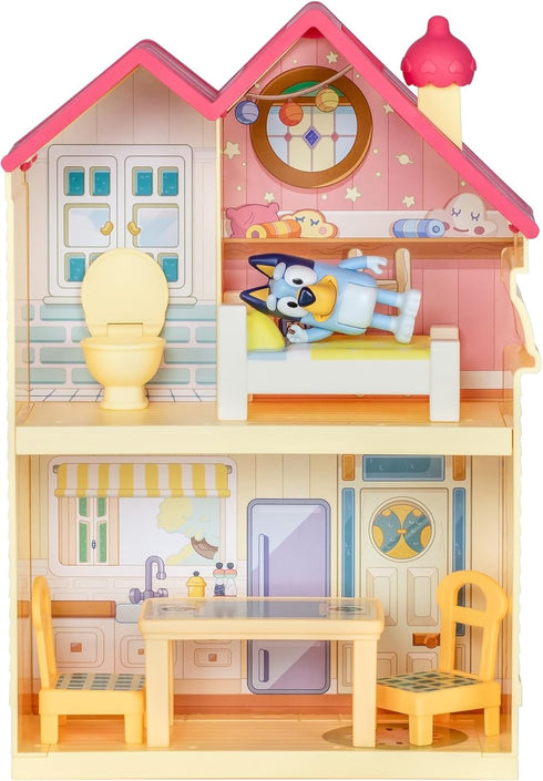 BLUEY Mini Home Playset | Compact House Playset with Carry Handle | Three Different Rooms | Kitchen, Bedroom and Bathroom | includes Figure with 5...