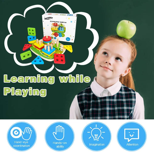 Dreampark Montessori Educational Toddler Toys: Montessori Toys for 1 2 3 Years Old Boys Girls Birthday Gifts, Toddlers Toys Ages 1-2 Wooden Stack ...
