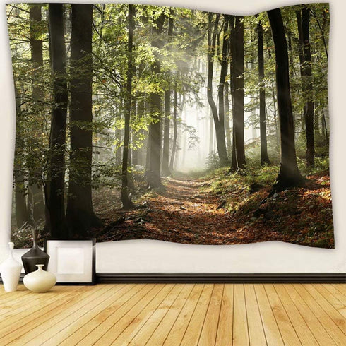 DZGlobal Forest Pathway in the Misty Mountain Tapestry Wall Hanging Art Nature Landscape Tapestries 80W X 60L Inch Home Decor for Living Room Bedr...