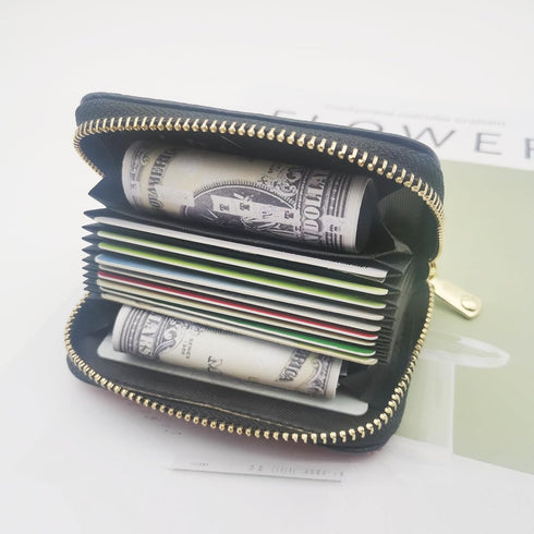 Bling Credit Card Case RFID Leather Wallet Multilayer Zipper Case Rhinestone Credit Card Holder Women's Small Credit Card Wallet (Rainbow)...