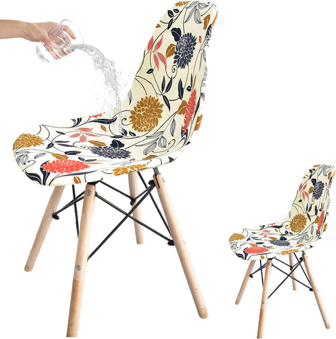 HAOYONG Waterproof Shell Chair Covers,Jacquard Dining Room Chair Slipcover Set of 2 Mid Century Modern Dining Chair Covers Stretchable Slipcovers ...