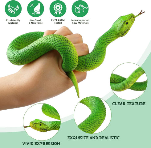 Flormoon Realistic Fake Snake Toy - 2pcs Rubber Elastic Lifelike Python Animal Figures - Halloween Prank Props Stress Relif Toys Educational Toys ...