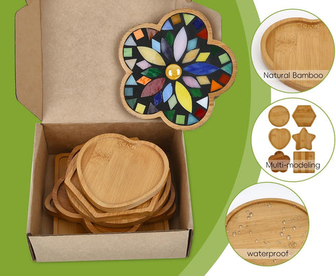 Lanyani 6pcs Wooden Mosaic Base, Various Shapes Substrates for Mosaic Crafts DIY Mosaic Tiles Coaster Base...