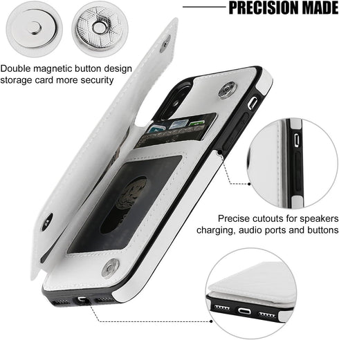 iPhone Xs iPhone X Wallet Case with Card Holder, Premium PU Leather Kickstand Card Slots Case,Double Magnetic Clasp and Durable Shockproof Cover (...