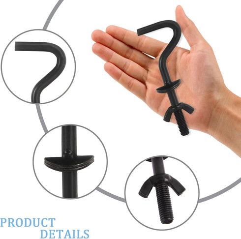 6 Packs Hammock Hooks Heavy Duty Replacement Zinc Hooks for Holding Hammock, 3/8 Inch Dia. Fit for 3/4 to 2 Inch Width Hammock Stand Parts Hardwar...
