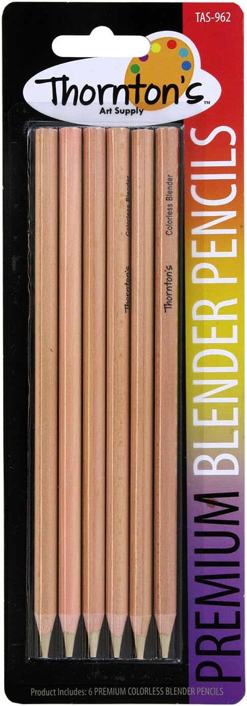 Thornton's Art Supply Premium Colorless Blender Pencil 12 Count Wax Based for Drawing Sketching Blending Shading Softening Artwork | Non-Pigmented...