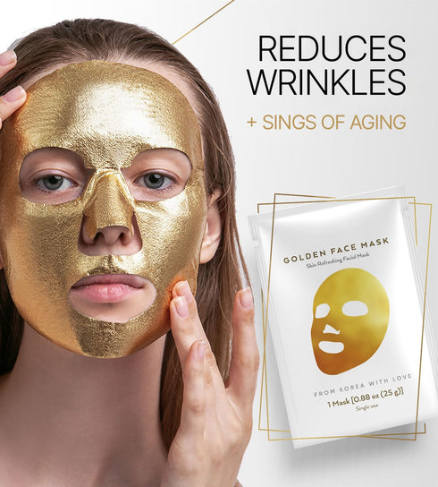 Premium 24K Gold Sheet Mask for Men & Women - Hydrating Face Masks Skin Care - Moisturizing Collagen Face Mask Set - Korean Beauty Skin Care Face ...