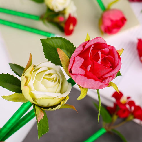 Rose Flower Pens, Mixed Multicolor Rose Ballpoint Pens,16 Pieces Valentine's Day Mother's Day Plush Rose Pens for Birthday Party Wedding Girlfrien...