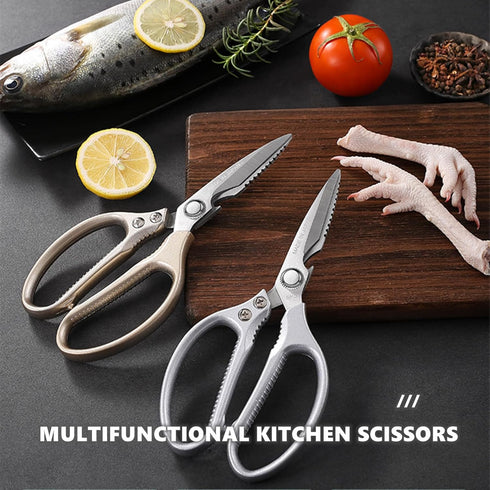 Kitchen Scissors Stainless Steel Multi Function Food Shears with Nutcracker Bottle Opener Ultra Sharp Utility Kitchen Scissor with Fish Scale Scra...