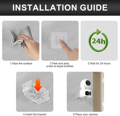 2 Pack Acrylic Wall Mount Bracket for Security Camera, Universal Adhesive Wall Shelves for Baby Monitors Speakers, No Drilling Mounting Tray Indoo...