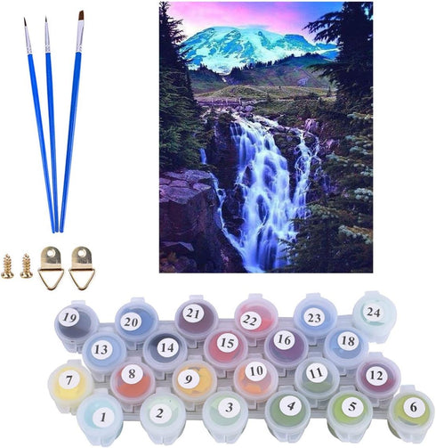 ACENGXI Paint by Numbers Waterfall DIY Painting by Numbers Kits for Adults Beginner Kids DIY Canvas Painting by Numbers Acrylic Painting Kit Home ...