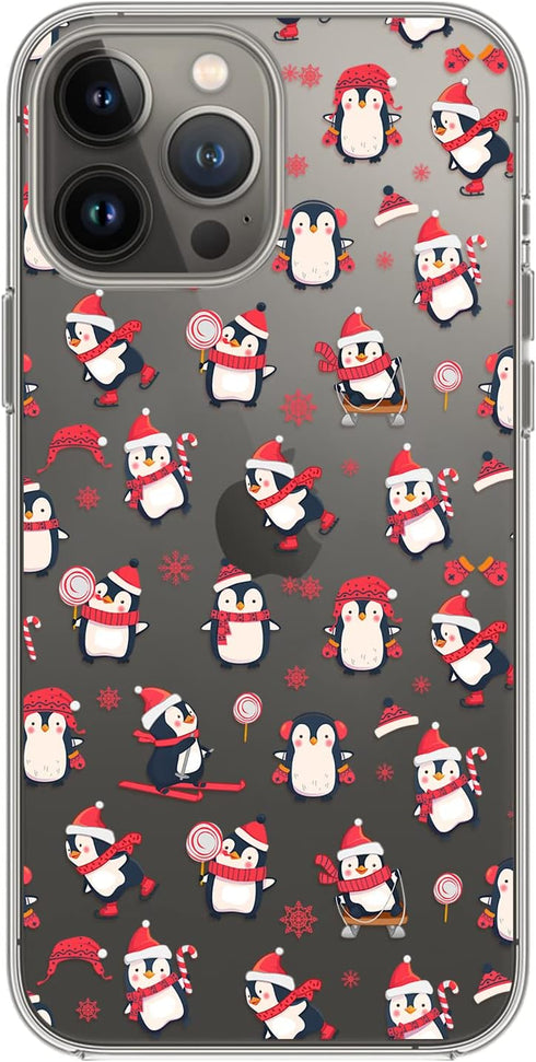 Blingy's for iPhone 13 Pro Case (6.1 inch), Fun Penguin Pattern Cute Winter Cartoon Animal Style Transparent Soft TPU Protective Clear Case (Pengu...