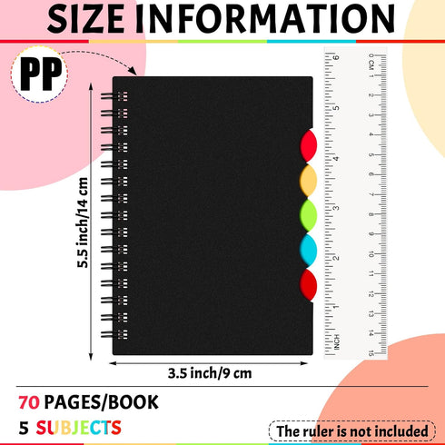 3 Pack Mini Spiral Notebook Small Spiral Tabbed Notebook Journal 5 Subject Divider Notebook 5.5 x 3.5 Inches 140 Pages for Diary Notes Writing Hom...