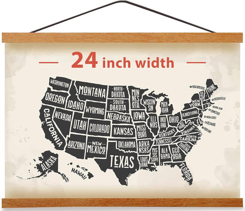 Magnetic Poster Hanger Frame for 24x36 24x30 24x32 Movie Music Posters Wall Art,Teak Wood Picture Frames for Large Canvas Diamond Map Decor, Livin...