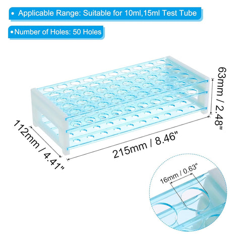 PATIKIL 50 Holes Test Tube Rack, 16mm Round Hole Plastic Detachable Test Tube Holder Stand Suitable for Less Than 16mm Dia Tube for Laboratory Sci...