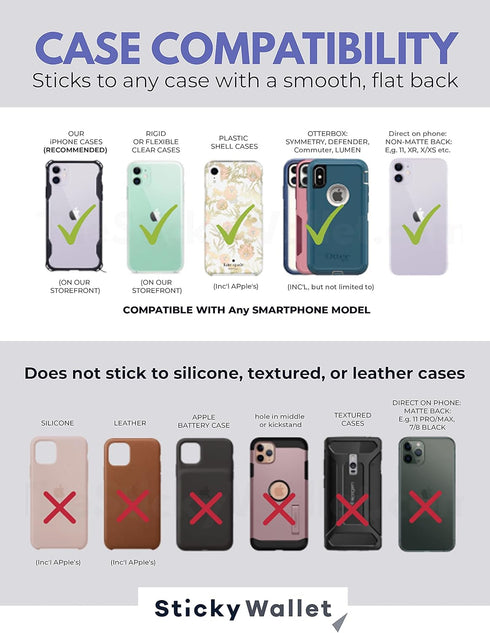 LIFESTYLE DESIGNS The StickyWallet – Premium Spandex Stick-on Phone Wallet Card Holder for any Case – Unique Double Pocket Design + Finger Strap (...