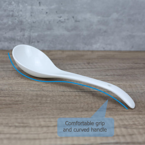 2 Pack Porcelain Serving Spoon Soup Ladles for Serving Cooking Mixing Stews Noodles Rice Soup - 9 inch Long...