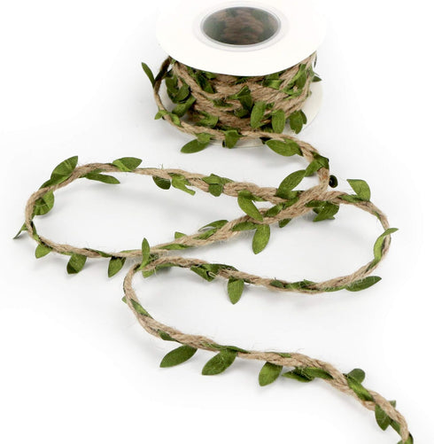 MEEDEE Natural Jute Twine Burlap String Leaf Twine with Twine Vine Green Leaves, 1" x 10 Yards, Perfect for Boho Baby Shower Party Jute Garland Tw...