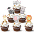 Pretty Cute Studios 48 Count Jungle Cupcake and Cake Toppers – Includes 8 Giraffes, 8 Zebras, 8 Elephants, 8 Lions, 8 Hippos, and 8 Rhinos...
