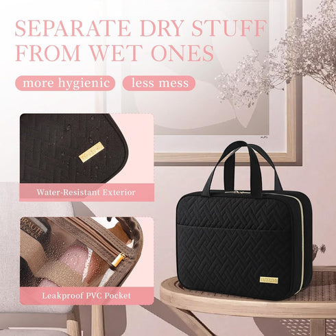 HOTOR Travel Toiletry Bag - Toiletry Bag w/Hanging Hook - Spacious Toiletry Bag for Women & Men, Makeup Bag/Big Comparment, Waterproof for Travel ...