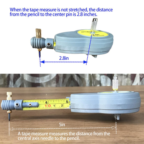 Rotating Tape Measure Beam Compass with 10 Pencil Leads, Rotape Beam Compass for Drawing Circles and Lines, Retractable Draw Arcs Tool with 6.5 ft...