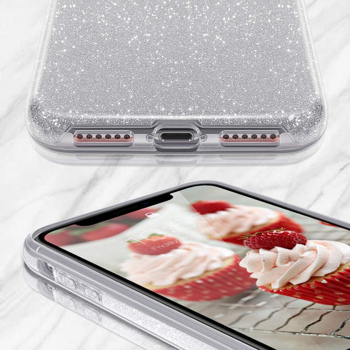 MATEPROX Compatible with iPhone Xs case,Compatible with iPhone X Glitter Bling Sparkle Cute Girls Women Protective Case -Silver...