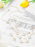 Four Leaf Clover Necklace Bracelet and Stud Set for Women Lucky Flower Gold Plated Jewelry...