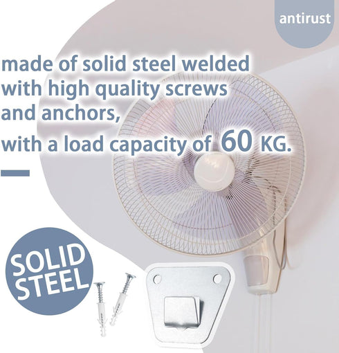 2-Set Wall Fan Mounting Bracket, Heavy Duty Wall Mounting Fan Bracket, Solid Steel Fan Wall Mount Bracket with Fastening Screws, Oscillation Fans ...
