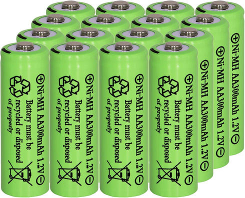 16 Packs1.2V AA 300mAh Solar Lights Batteries Ni-MH Rechargeable Double A Battery for Outdoor Solar Lights, String Lights, Pathway Lights...