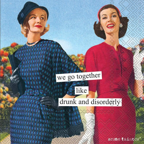IHR Ideal Home Range Retro Cocktail Napkins Anne Taintor Disposable 3-Ply Paper Party Napkin Pack, 5" x 5", Disorderly, 20-Count...