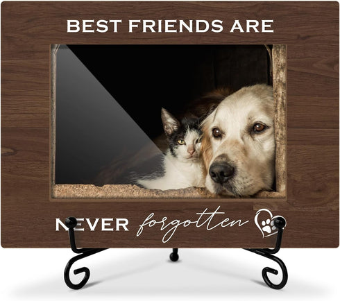 Wooden Photo Frame Pet Memorial Gifts Dog Lovers Gifts for Women, Wooden Photo Frame with Iron Stand for Tabletop or Desktop Display, Home Table D...
