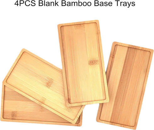 4PCS Mosaic Bamboo Coasters for Crafts, Blank Base Trays, Drinking Cup Coaster, Plant Coaster, Art Plate,DIY Mosaic Supplies (Rectangle)...