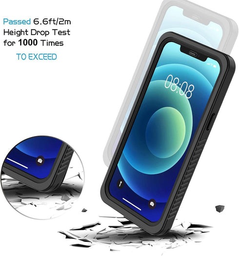 Lanhiem for iPhone 12 Pro Max Case, IP68 Waterproof Dustproof Shockproof Case with Built-in Screen Protector, Full Body Underwater Protective Clea...