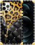 DAIZAG Case Compatible with for iPhone 15 Pro Max Case Black Butterfly Zipper Leopard Phone Case Golden Square Shockproof Phone Case Gift for Wome...