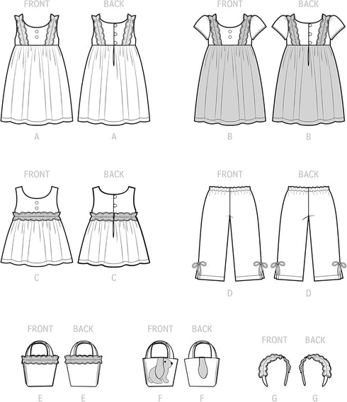 Simplicity Children's Top, Pants, Purse, Headband, and Dress Sewing Pattern Kit, Code S9559, Sizes 3-4-5-6-7-8, Multicolor...