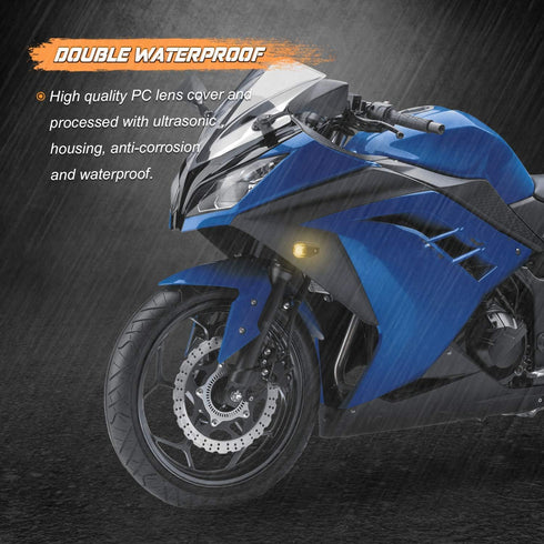 NTHREEAUTO Smoked Flush Mount Turn Signal Blinker Light Compatible with Honda CBR600RR CBR1000RR Suzuki GSXR 600 750 Kawasaki Ninja 300 400 Yamaha...