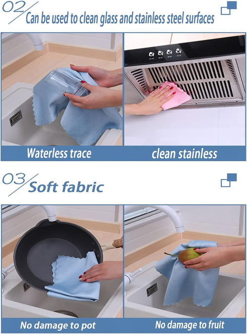 Nanoscale Cleaning Cloth Easy Clean Cloth Microfiber Polishing Cleaning Cloth Glass Cleaning Cloth Window Mirror Car Mirror Stainless Steel Lint F...