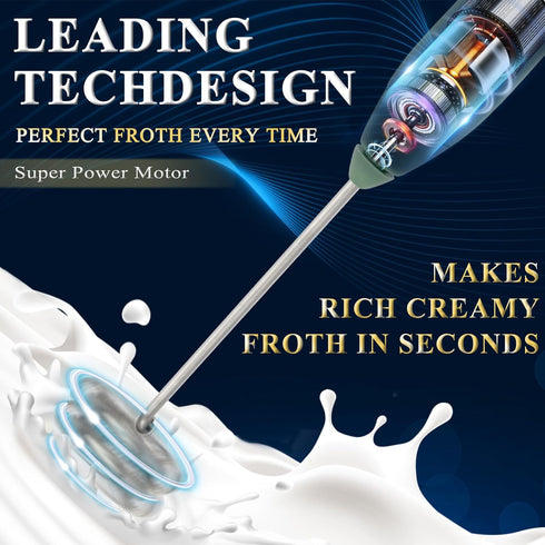 Double Whisk Milk Frother Handheld USB-C Rechargeable Electric Drink Mixer Green,3 Speeds Adjustable Coffee Foamer Drink Whisk for Lattes, Matcha,...