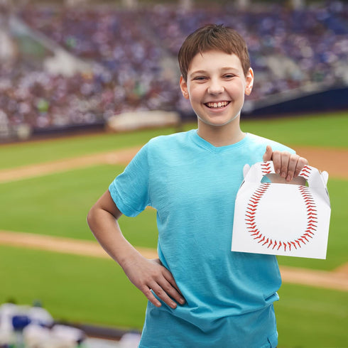 ArtCreativity Baseball Party Favors, Pack of 12 Cardboard Gift Box with Handles, Goodie Gift Bags Treat Boxes for Candy, Cookies, & Toys, Team Bas...