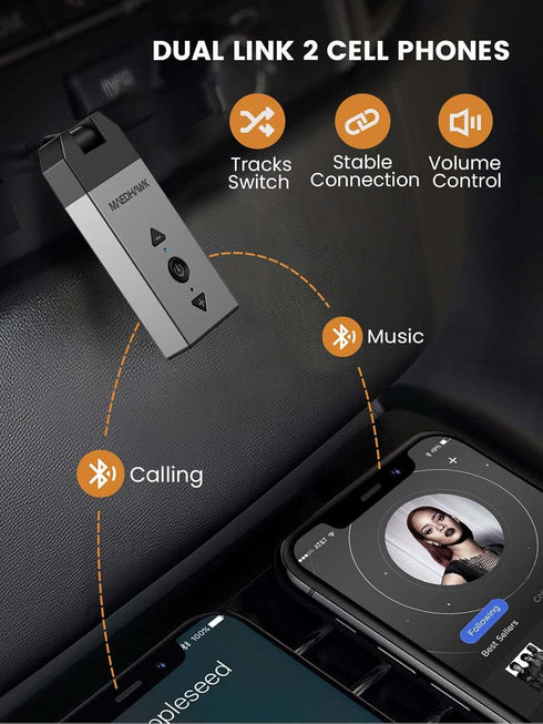 MaedHawk Bluetooth Aux Adapter for Car, Aux to Bluetooth 5.2 Audio Receiver for Car Home Stereo Speaker Headphone, Rotatable 3.5mm Wireless Aux Bl...