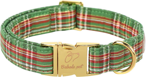 Christmas Dog Collars for Large Dog,Green Dog Collar with Safety Metal Buckle Adjustable Puppy Collars for Small Medium Dog,Boy&Girl&male&Female D...