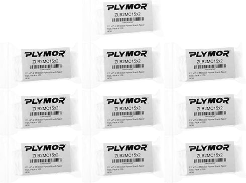 Plymor 1.5" x 2" (Case of 1,000), 2 Mil Zipper Reclosable Plastic Bags...