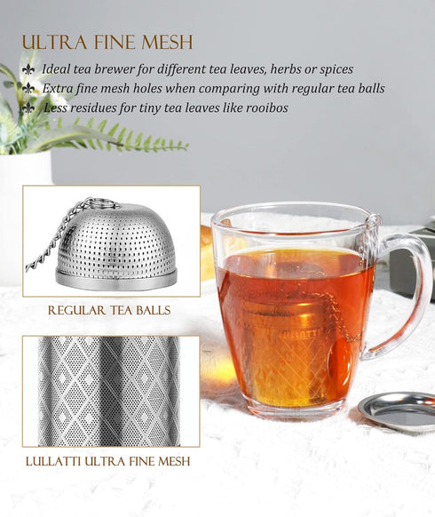 Tea Infusers for Loose Tea, 18/8 Stainless Steel Tea Strainer Set, Extra Fine Mesh Tea Steeper for Brew Tea, Spices & Seasoning...