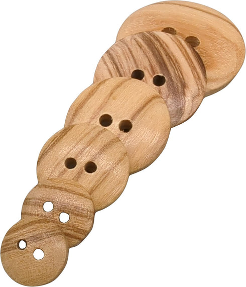 Olive Wood Buttons - 2 Holes / 5 Sizes - Reversible (12, 15, 18, 20 y 25 mm) - Manufactured in Europe (20 mm)...