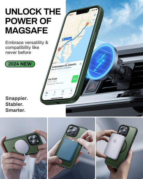 Strong Magnetic for iPhone 13 Pro Max Case,Compatible with MagSafe,Military-Grade Protection,Yellowing Resistant,Scratch-Resistant Back, Magnetic ...