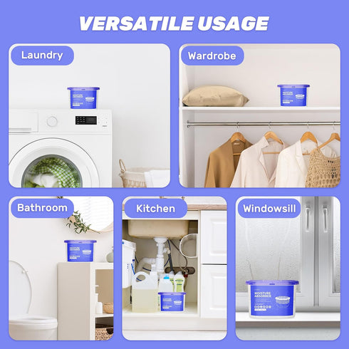 CLEVAST Moisture Absorbers Boxes 6 Pack, Dehumidifier Boxes for Damp Closet, Unscented Humidity Absorber in Wardrobes, Bedrooms, Bathrooms(280g/pa...