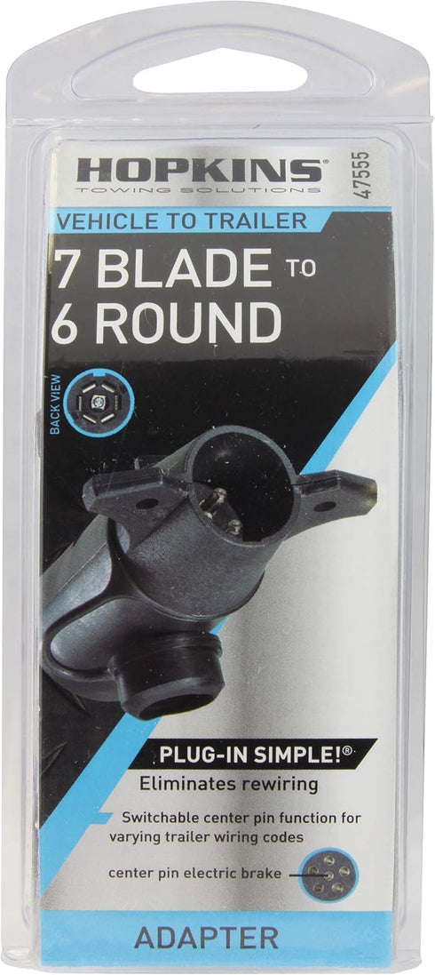 Hopkins 47555 7 RV Blade to 6 Pole Round Adapter...