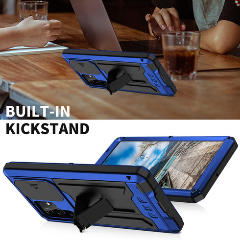 Samsung Galaxy S22 Ultra 5G 2022 Rugged case with Screen Protector Stand Camera Slide Cover for Samsung S22 Ultra Metal Military Sturdy Armour Sho...