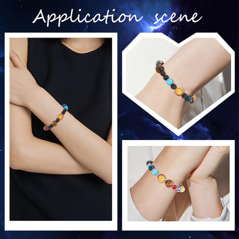 SUNNYCLUE 1 Box 300+Pcs DIY 10 Sets Solar System Bracelets Kit Universe Galaxy The Nine Guardian Planets Beading Bracelet Necklace Tiger Eye Bead ...